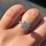 Cross-border gilded inlaid full diamond ladies jewelry white gold creative square diamond ring