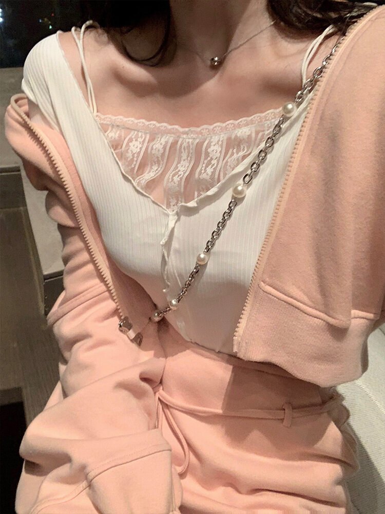 Stitching lace sling inner base shirt - Image 2