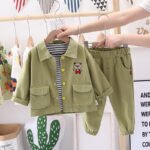 Three-piece cartoon bear cardigan