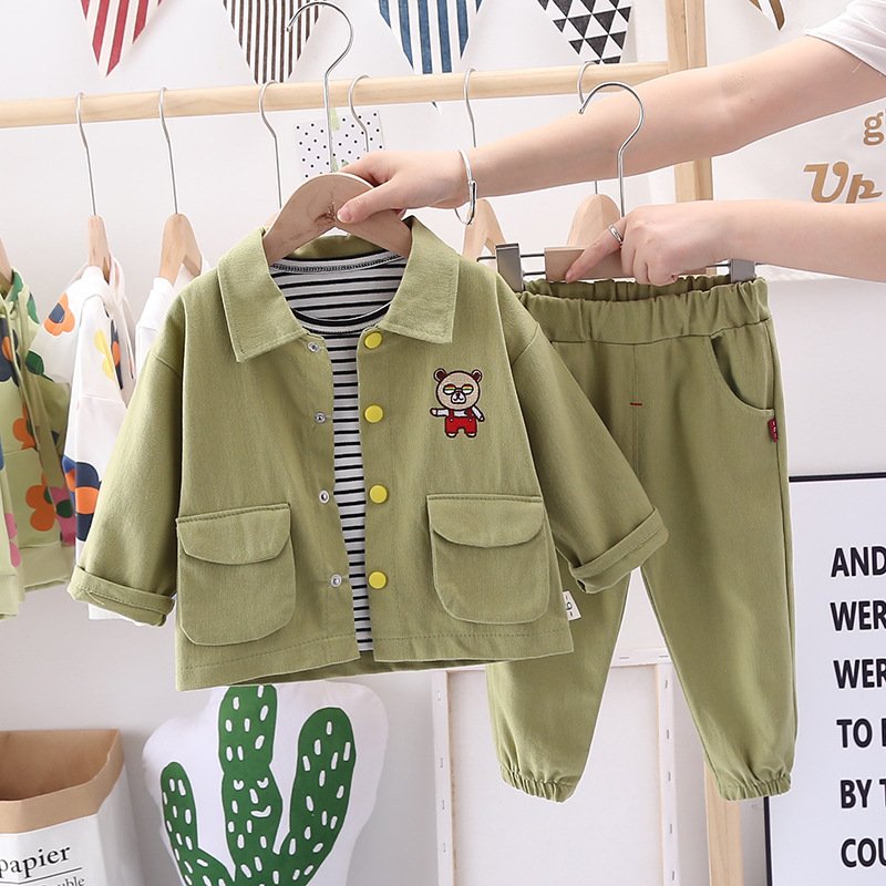 Three-piece cartoon bear cardigan