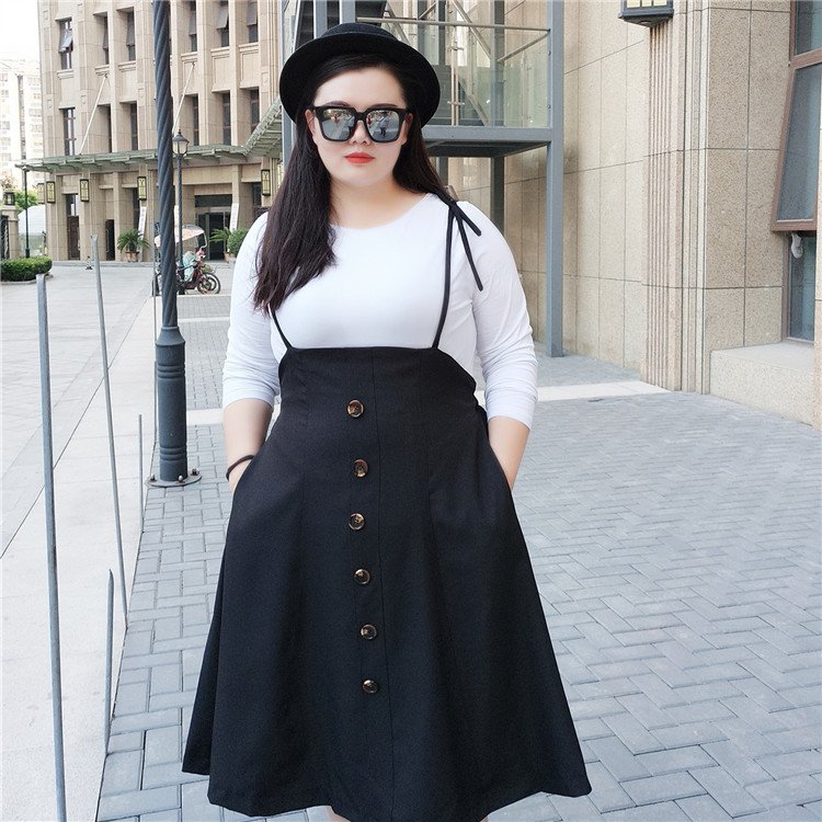 High waist suspender skirt button waist - Image 7