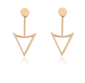 Glossy Geometric Hollow Triangle Metal Stud Earrings - Image 10