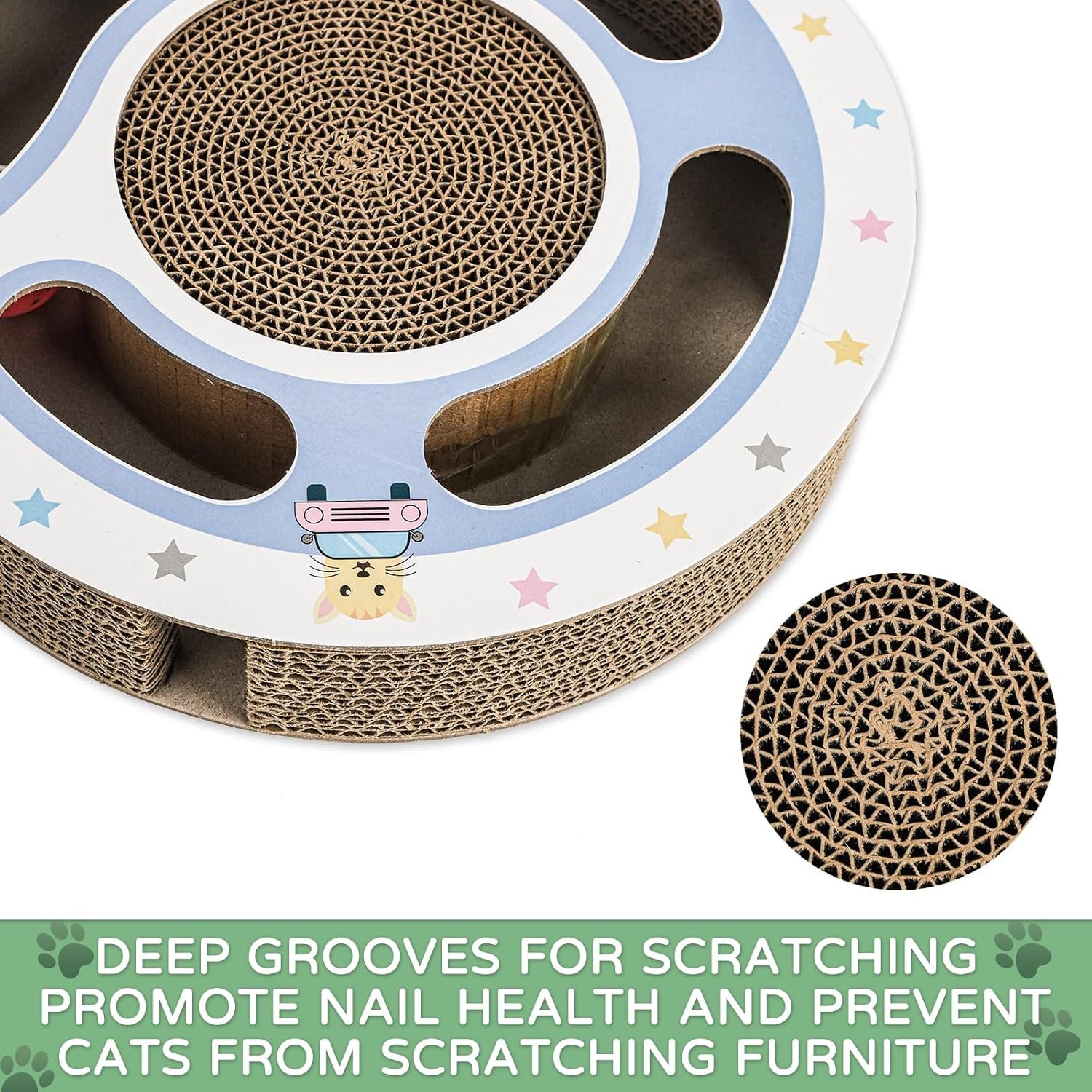 Cat Claw Scratch Pad Cat Round Cat Scratcher Cardboard Toys For Indoor Cats Cat Scratcher Toy Ball Track Cat Toys Cats Grinding Claw Protector For Couch Carpets Sofas - Image 4