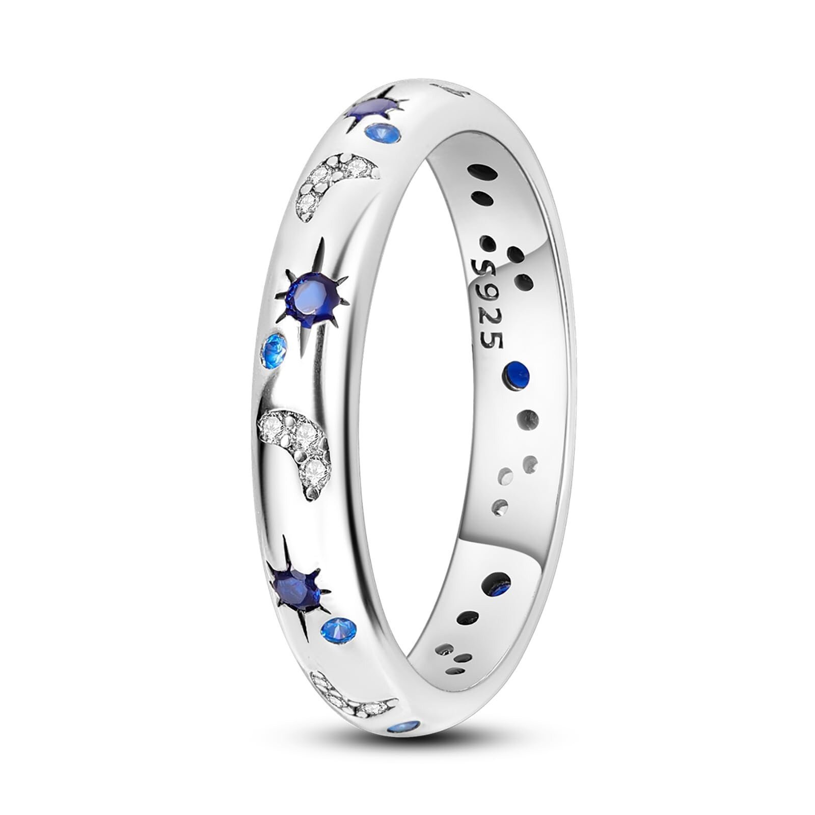 Women's Simple Stylish Moon And The Stars Ring Inlaid With Colorful Zircon - Image 5