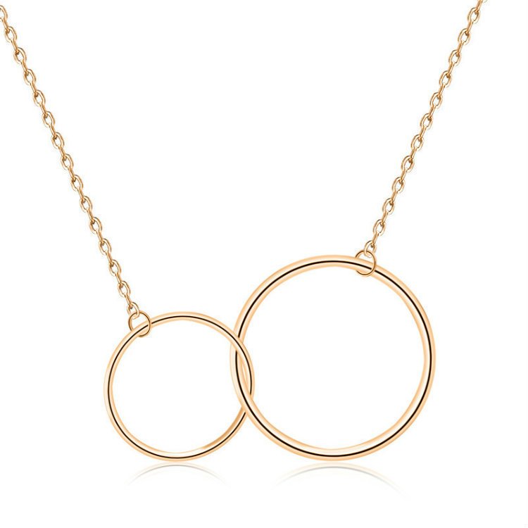 18k Gold Double Circle Necklace - Image 5