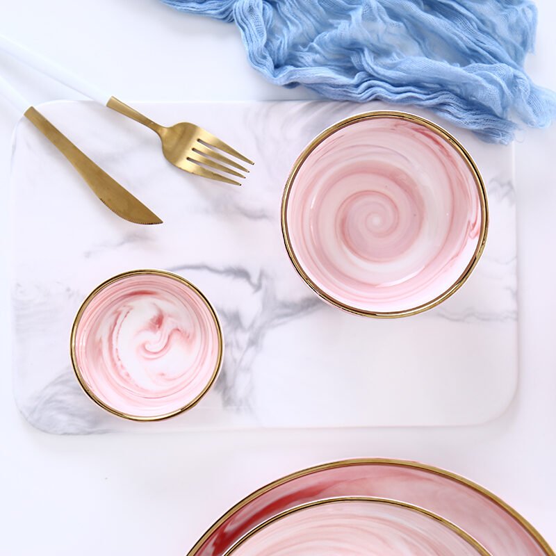 Pink Marble Phnom Penh Ceramic Dinner Plate - Image 2