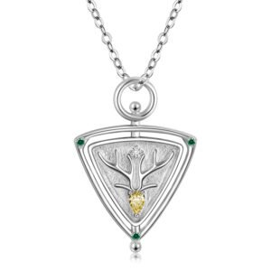 S925 Sterling Silver Simple Elk Hangtag Necklace Ins Style