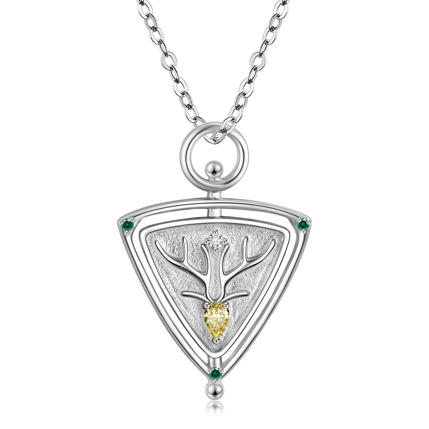 S925 Sterling Silver Simple Elk Hangtag Necklace Ins Style