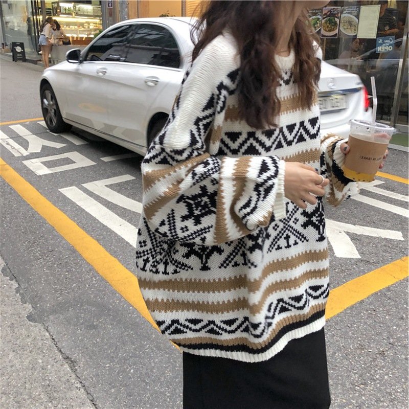 Lazy Korean style wild long-sleeved knit top - Image 3