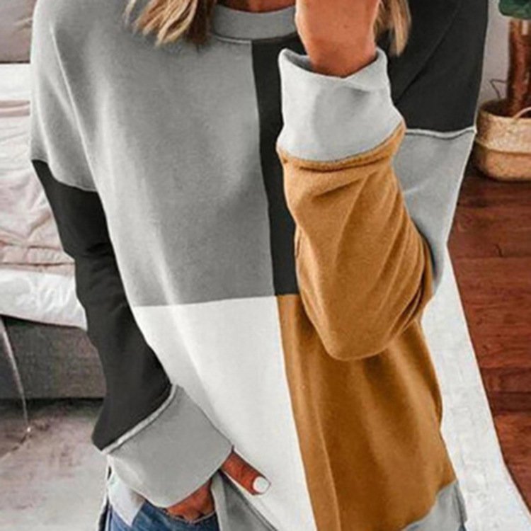 Round neck multicolor color block sweater - Image 3