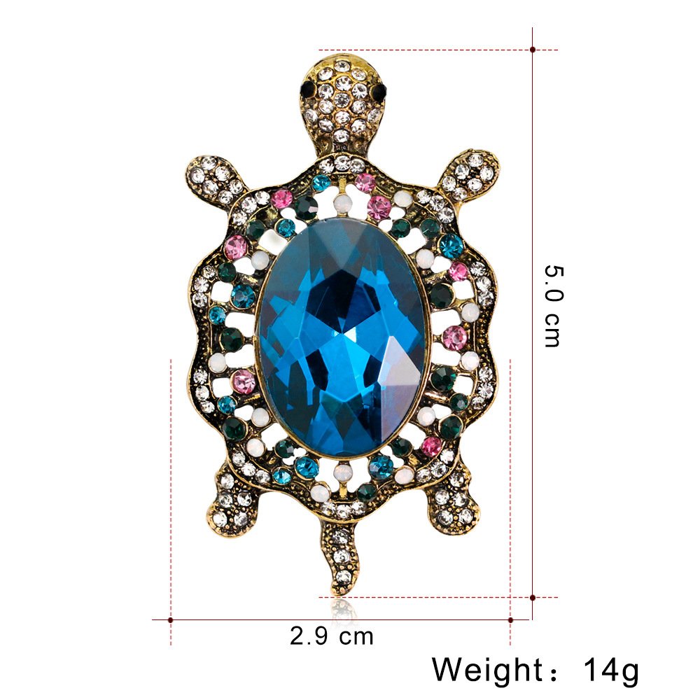 Fashion cartoon alloy diamond-studded tortoise brooch wild lady corsage - Image 2