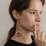 Long cutout eye stud earrings