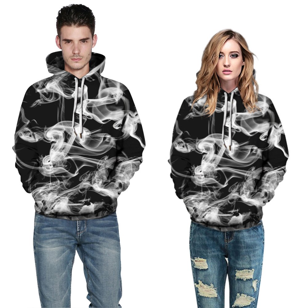 Starry sky smoke ring print hoodie - Image 3