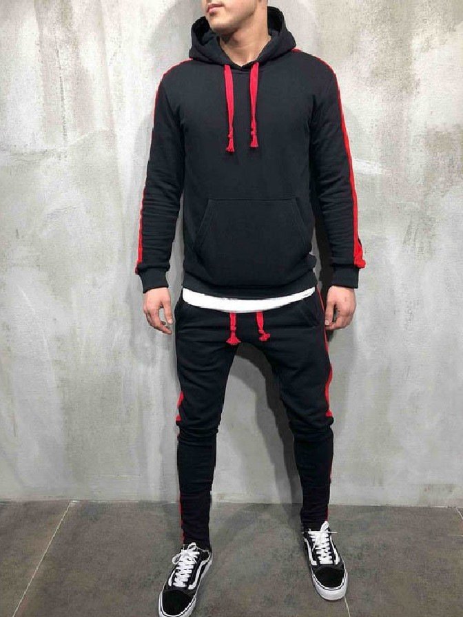 Men's Sports and Casual Colorblock Hooded Sweatshirt - Image 3