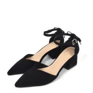 Mid-heeled Sandals Spring And Summer New Suede Bow Baotou Sandals With A Buckle With Thick Hollow Women's Shoes