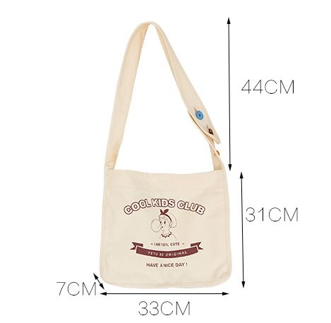 Blowing Bubble Girl Canvas Wide Shoulder Strap Color Button Shoulder Diagonal Bag - Image 4