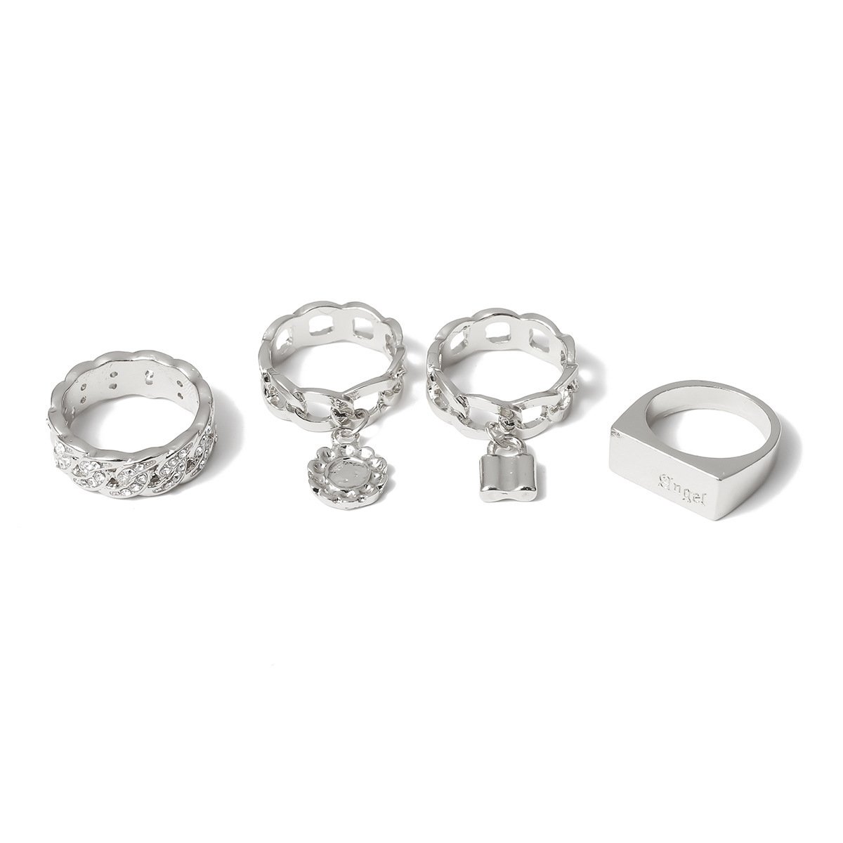 Vintage chain rhinestone flower plate bracelet - Image 3