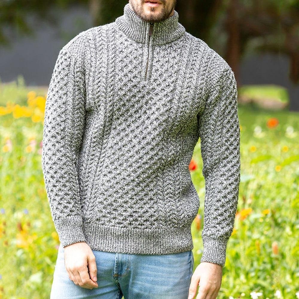 Men's Stand Collar Zip Jacket Sweater - Image 6