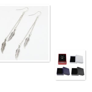 Leaf earrings tassel chain feather earrings