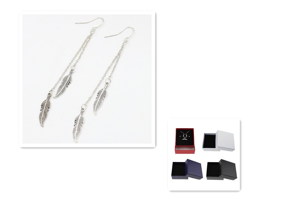 Leaf earrings tassel chain feather earrings