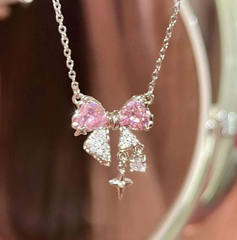 Princess's Castle Pink Bow Female Diamond Zircon French Girl Micro-inlaid Ring - Image 15