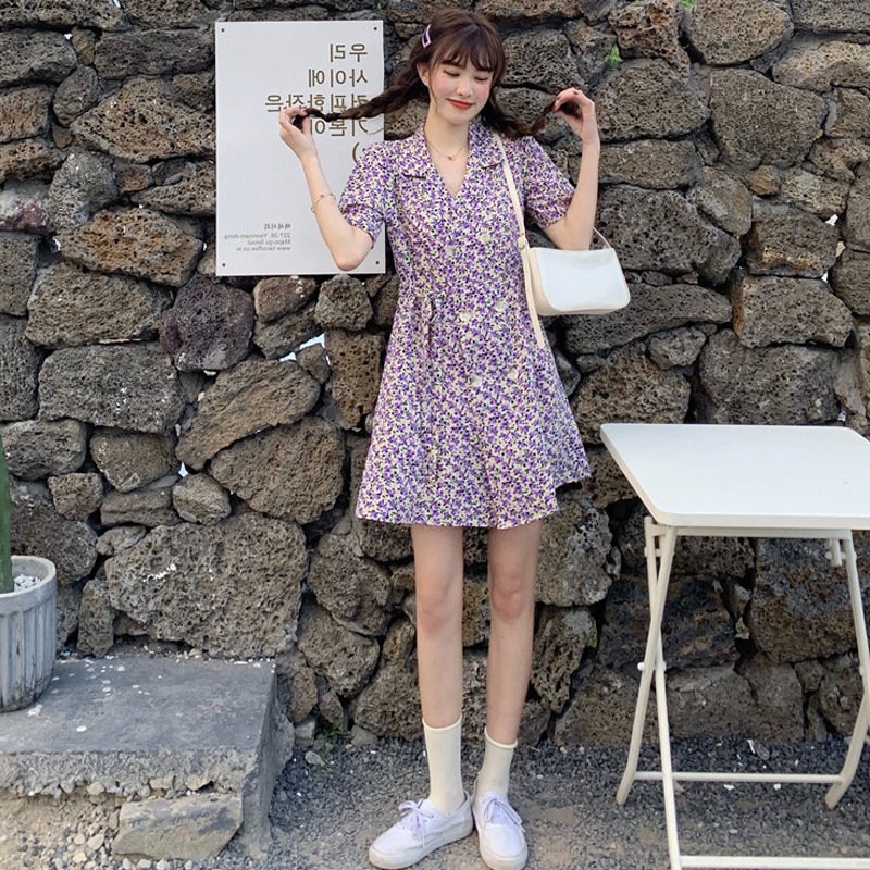 French retro floral skirt