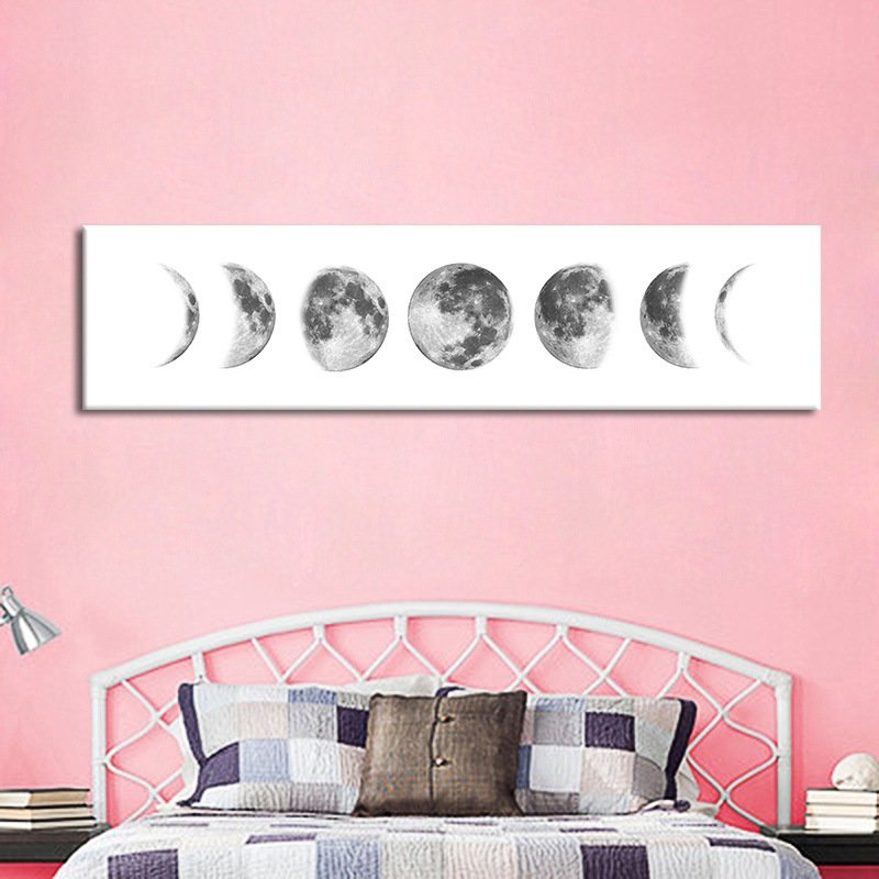 Lunar eclipse black and white canvas painting - Image 5