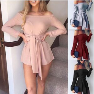 Off shoulder long sleeve Jumpsuit dress