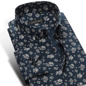 Men's slim casual long-sleeved shirt fashion print
