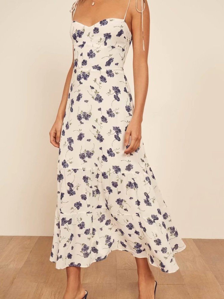 Fashion Strapless Back Floral Print Dress - Image 3