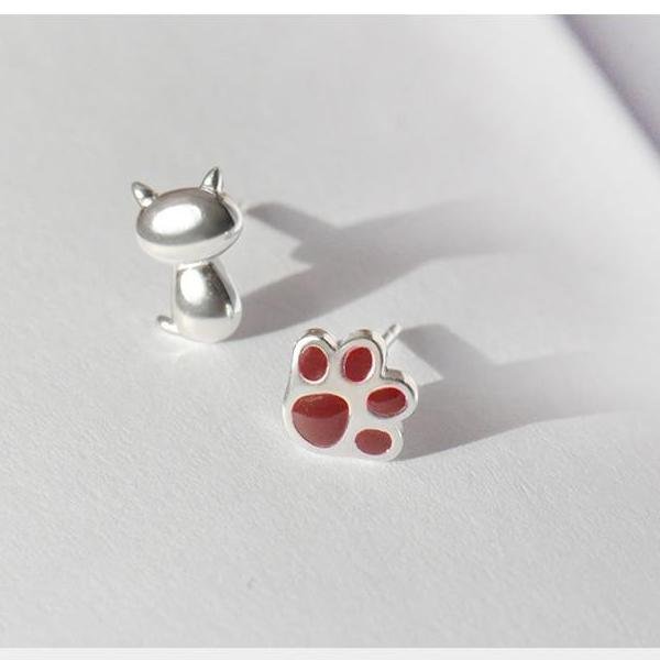 New 925 sterling silver cat claw earrings female hypoallergenic cute Japanese and Korean personality cat earrings birthday fashion jewelry - Image 2