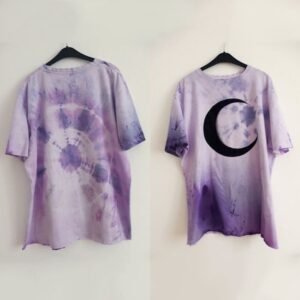 Moon print short sleeve round neck T-shirt