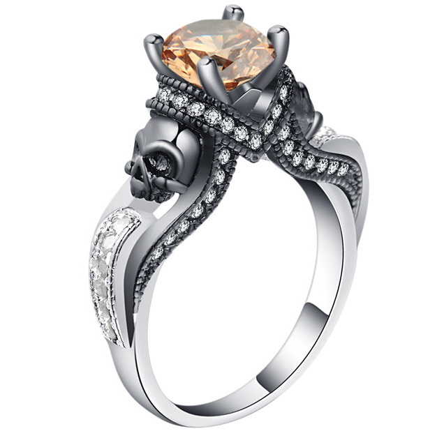 Hainon Women's Skull Ring European and American Punk style Motor Biker Men Party Ring Birthday stone skull men's jewelry Rings - Image 4