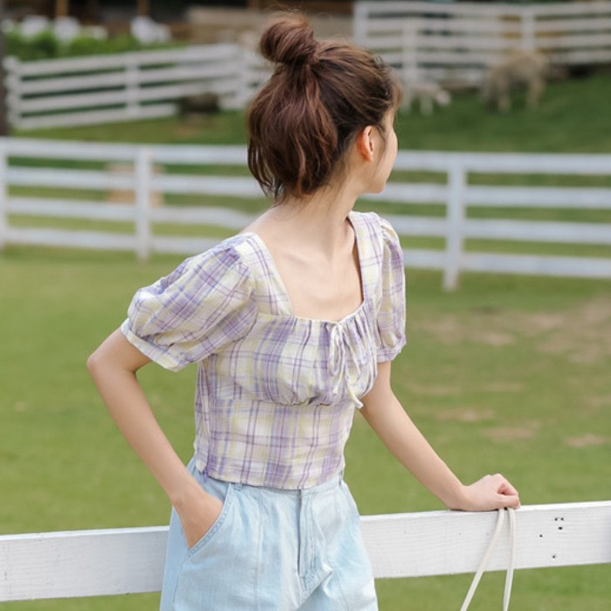 Pleated French high-waist lace shirt - Image 2