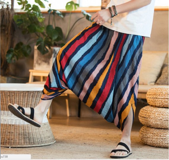 Striped Nepalese cropped trousers - Image 3