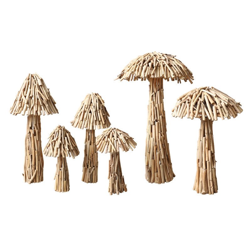 Creative Solid Wood Mushroom Floor Ornament - Image 9