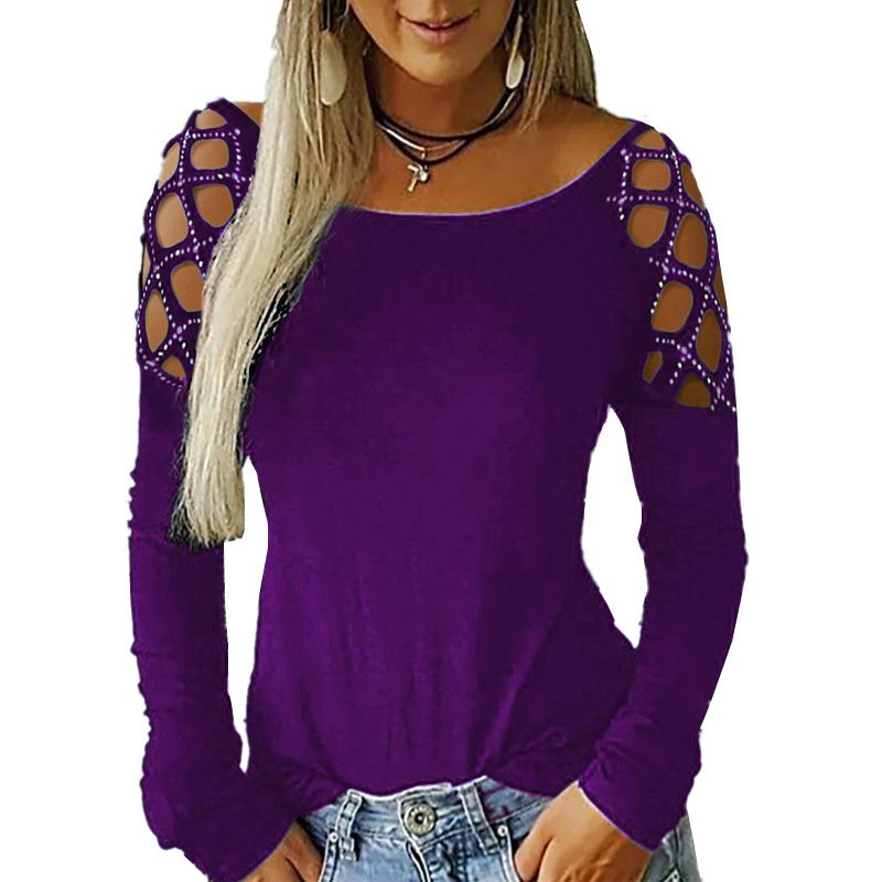 Round Neck Hot Rhinestone Hollow