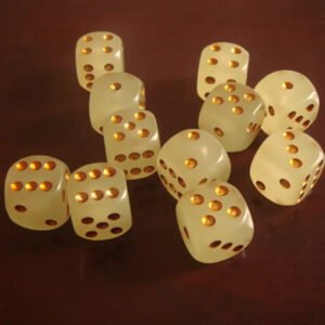 New 16MM Rounded Gold Point Luminous Dice
