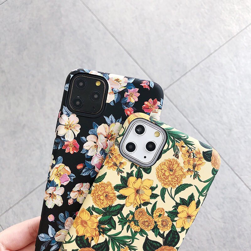 Oil painting flower phone case ink flower frosted luminous skin feel hard shell - Image 2
