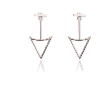 Glossy Geometric Hollow Triangle Metal Stud Earrings - Image 12
