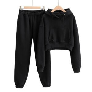 New Long-Sleeved Sweater Loose Running Clothes Plus Cashmere Two-Piece Suit