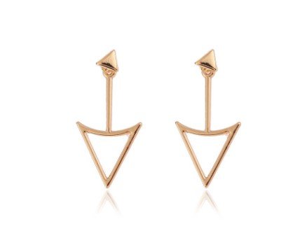Glossy Geometric Hollow Triangle Metal Stud Earrings - Image 8