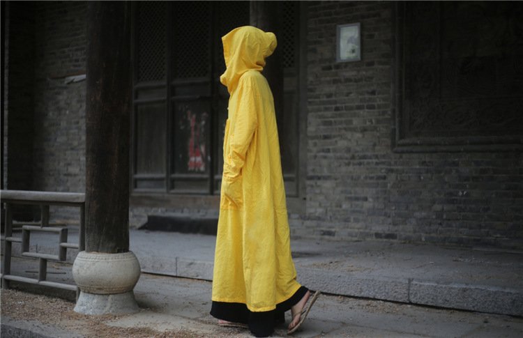 Cotton and linen long cloak windbreaker jacket ladies - Image 7