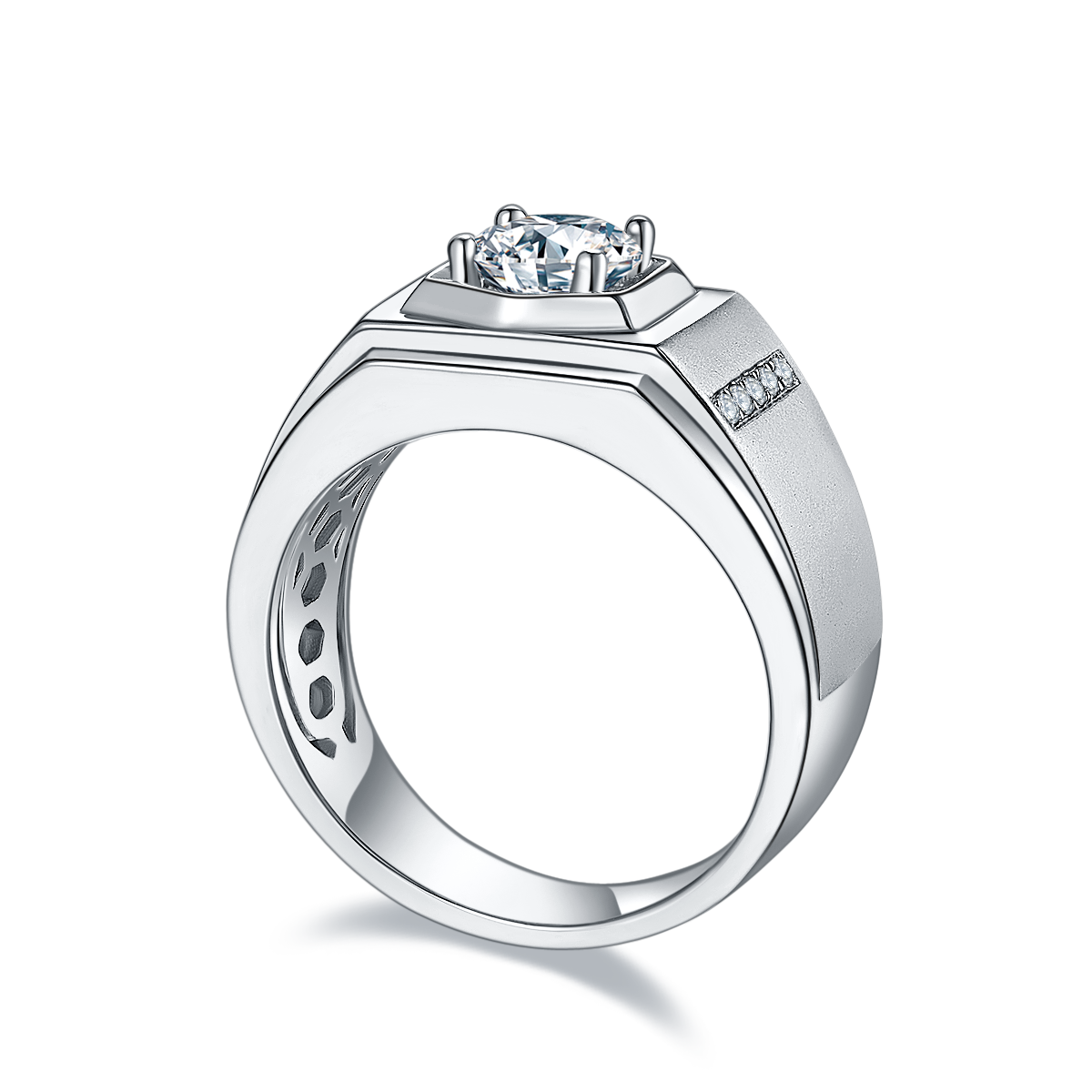 Men's 1-carat Luxury And Fashionable Light Luxury Jewelry Silver Ring Set With Top-quality Moissanite, S925 Silver-plated Platinum - Image 2