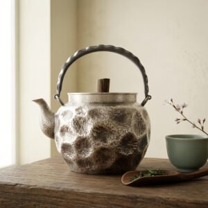 925 Sterling Silver Handcrafted  Hammered Teapot with Wooden Knob-Fine large teapot - Handicraft