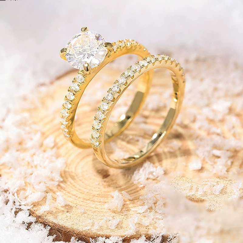 S925 Four-claw Inlaid 12 Karat 7mm Round Zircon Set Ring - Image 2