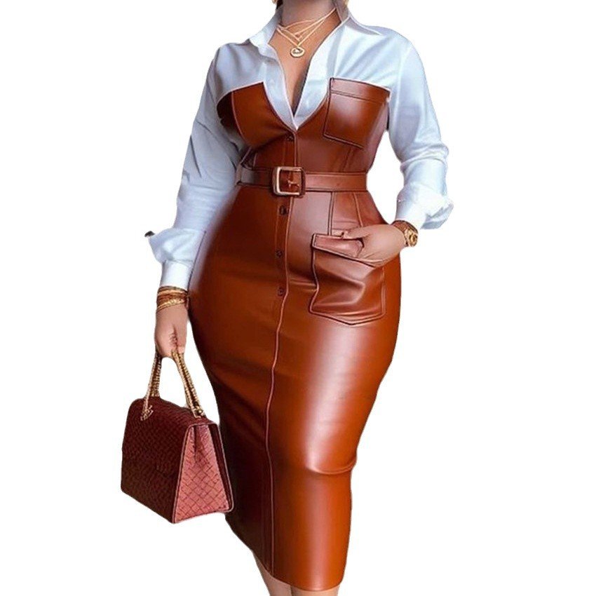 New Temperament Commute Stitching Contrasting-color Dress - Image 5
