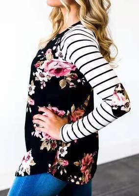 Women's Knitted Striped Print Contrast Top - Image 2