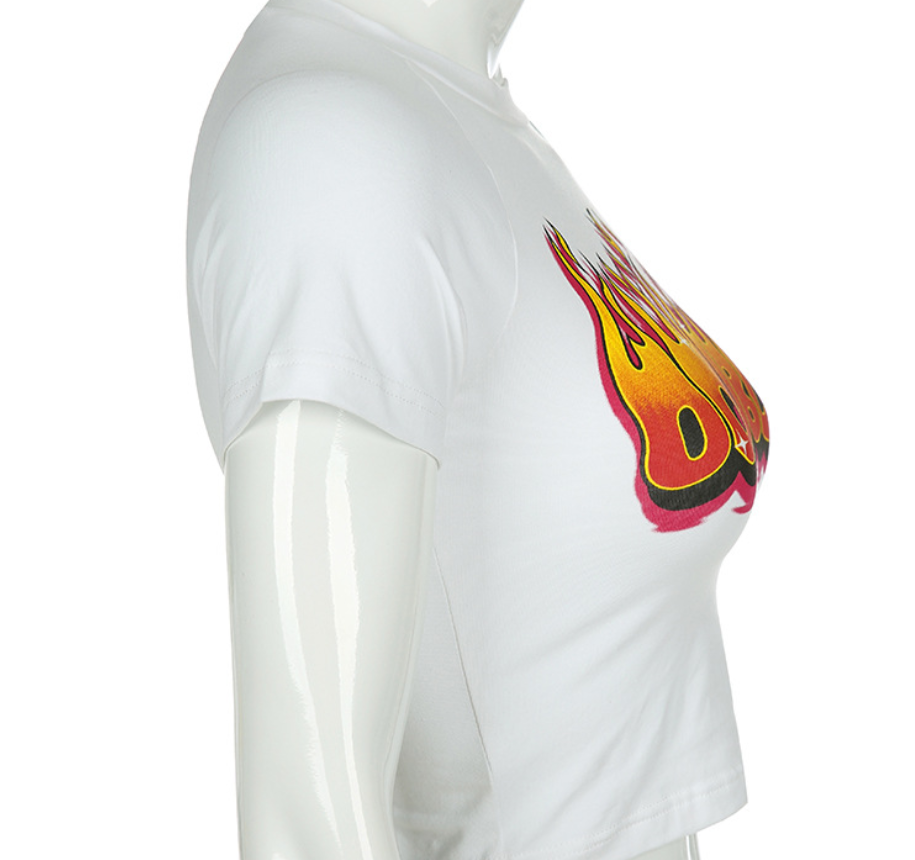 T-shirt flame letter print - Image 2