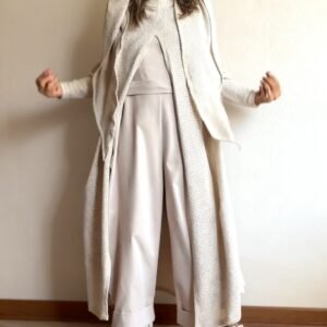 Beige Knit Hooded Duster Top